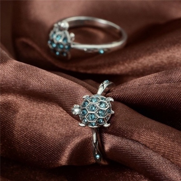 ❤️Turtle Aqua Diamonds Ring - Picture 3 of 5